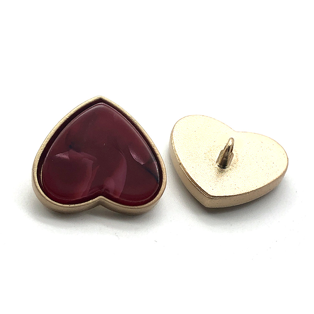 Craftisum 20 pcs Wine Red Resin Heart Metal Shank Sewing Buttons for Coats -23mm -7/8"