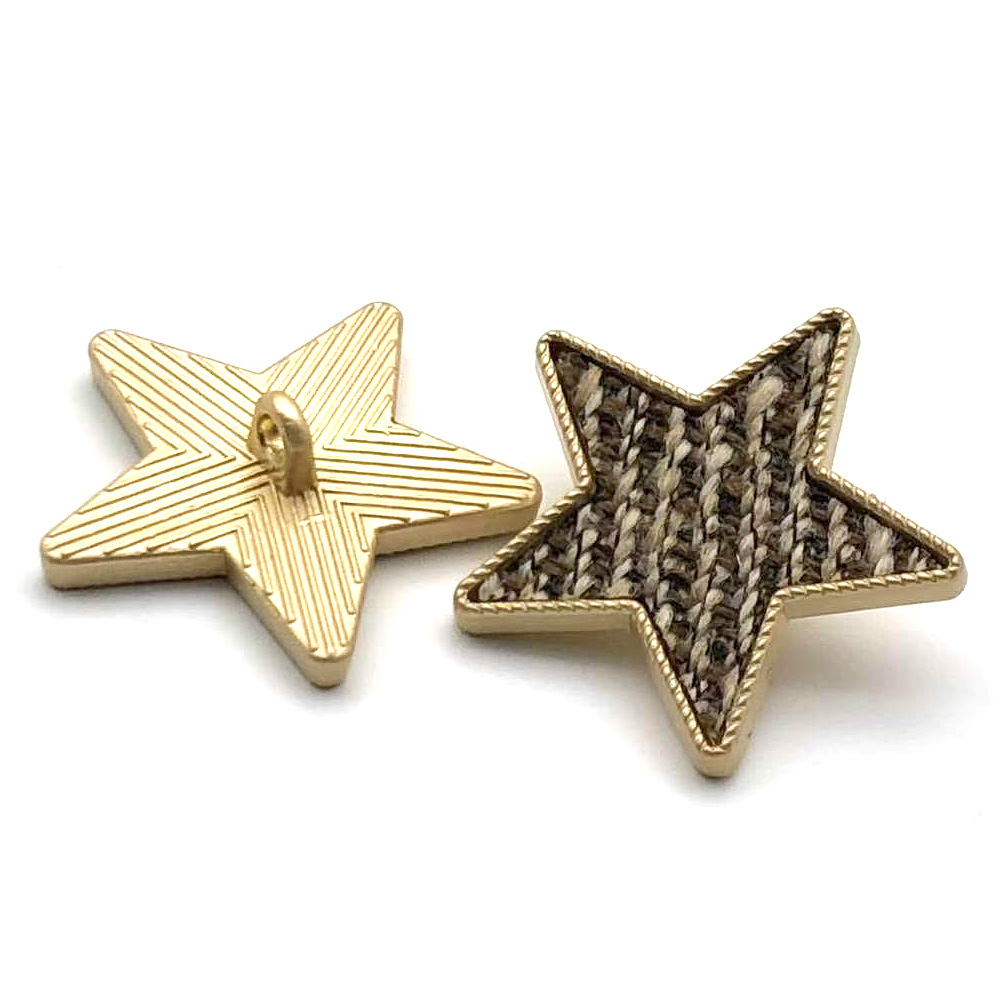 Craftisum 20 pcs Brown Burlap Metal Star Sewing Shank Buttons for Coats -30mm -13/16"