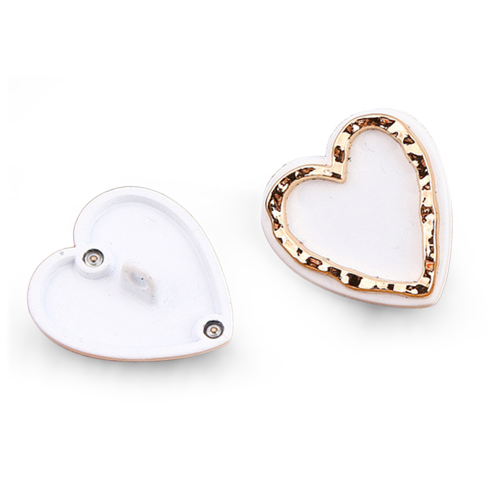 Craftisum 10 pcs Electroplated Heart Outline White Metal Shank Sewing Buttons for Coats -19x18mm -3/4"