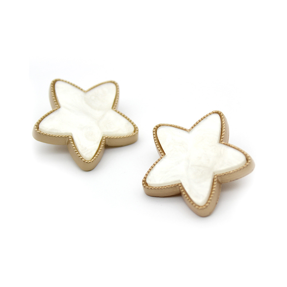 Craftisum 20 pcs Star Shaped White Marbling Resin Metal Shank Sewing Coat Buttons -25mm -1"