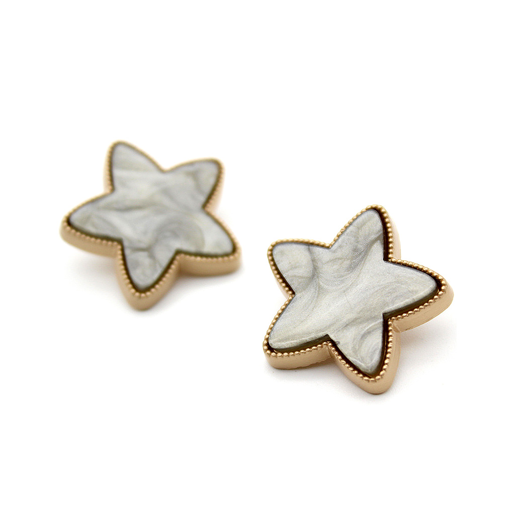 Craftisum 20 pcs Star Shaped Gray Marbling Resin Metal Shank Sewing Coat Buttons -25mm -1"