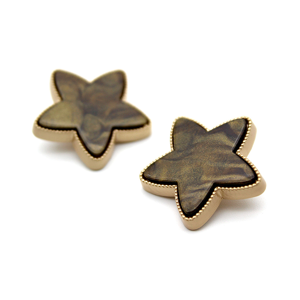 Craftisum 20 pcs Star Shaped Brown Marbling Resin Metal Shank Sewing Coat Buttons -25mm -1"
