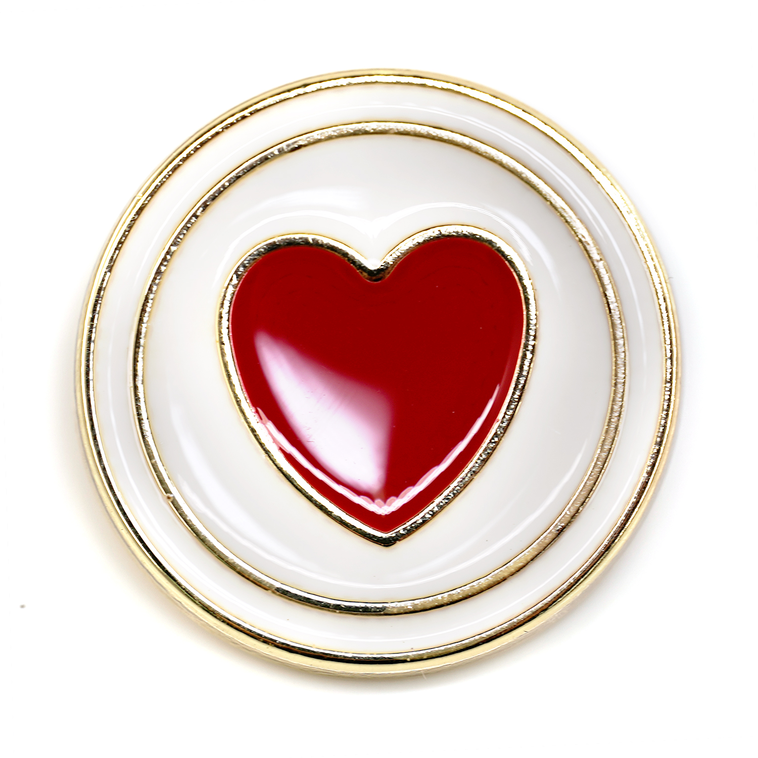 Craftisum 20 pcs Electroplating Golden Circles Enamel Red Heart Sewing Metal Shank Coat Buttons -25mm -1"