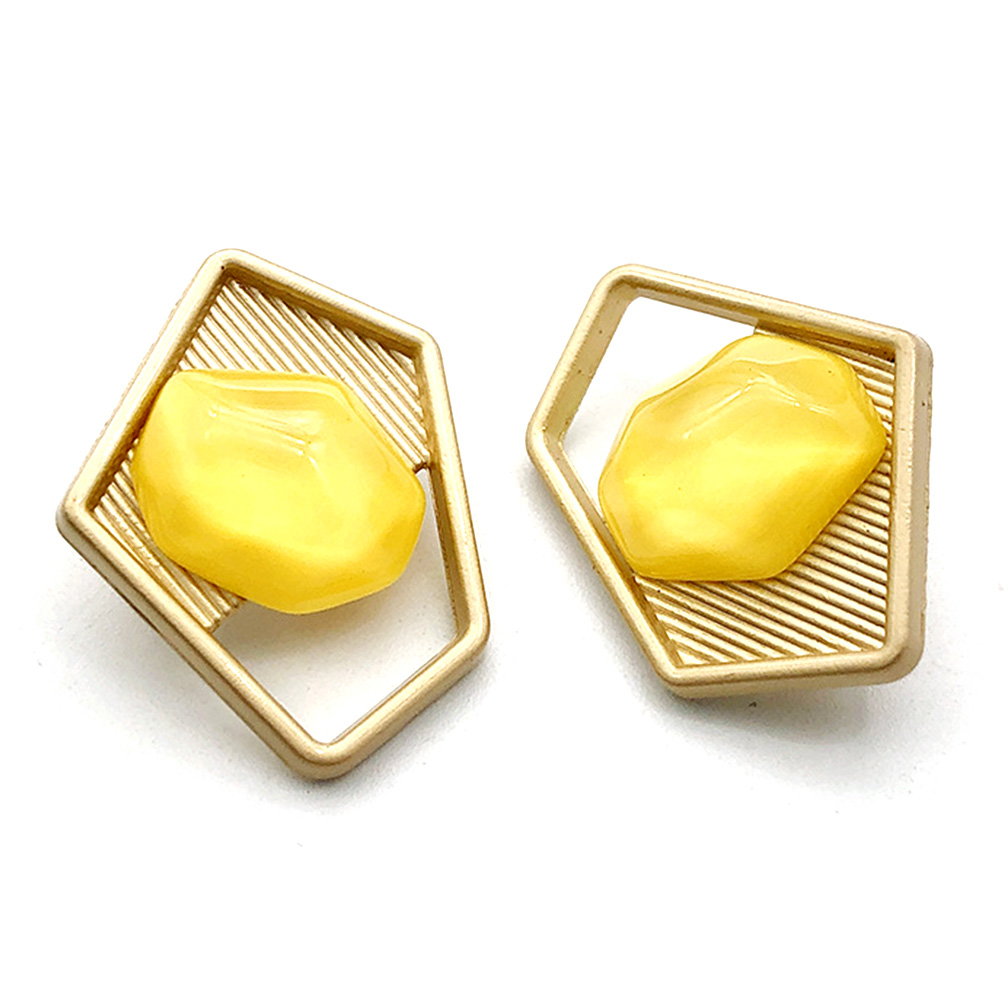 Craftisum 20 pcs Yellow Jelly Resin Irregular Pentagon Metal Shank Sewing Coat Buttons -25mm -1"