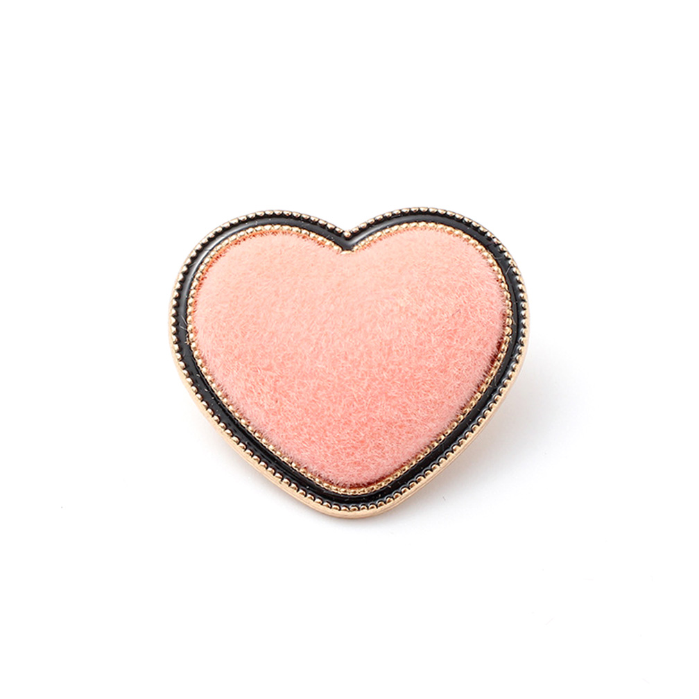 Craftisum 20 pcs Pink Velvet Covered Heart Shape Metal Shank Sewing Buttons for Coats -23mm -7/8"