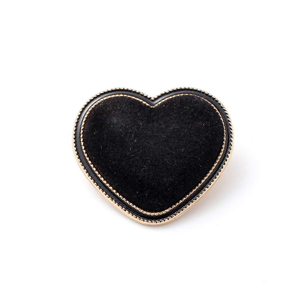 Craftisum 20 pcs Black Velvet Covered Heart Shape Metal Shank Sewing Buttons for Coats -23mm -7/8"