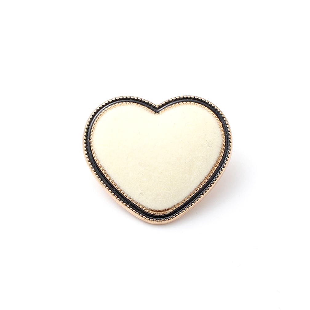 Craftisum 20 pcs Cream Velvet Covered Heart Shape Metal Shank Sewing Buttons for Coats -23mm -7/8"