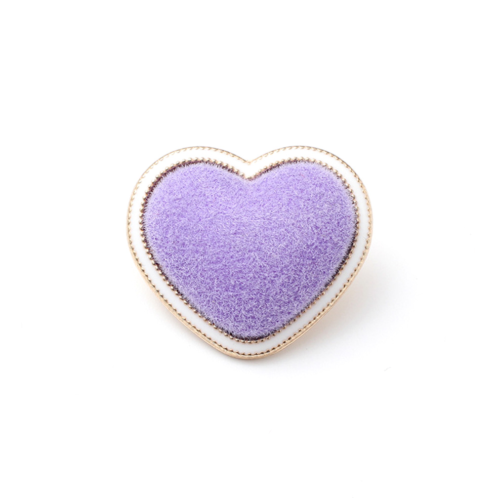 Craftisum 20 pcs Violet Velvet Covered Heart Shape Metal Shank Sewing Buttons for Coats -23mm -7/8"