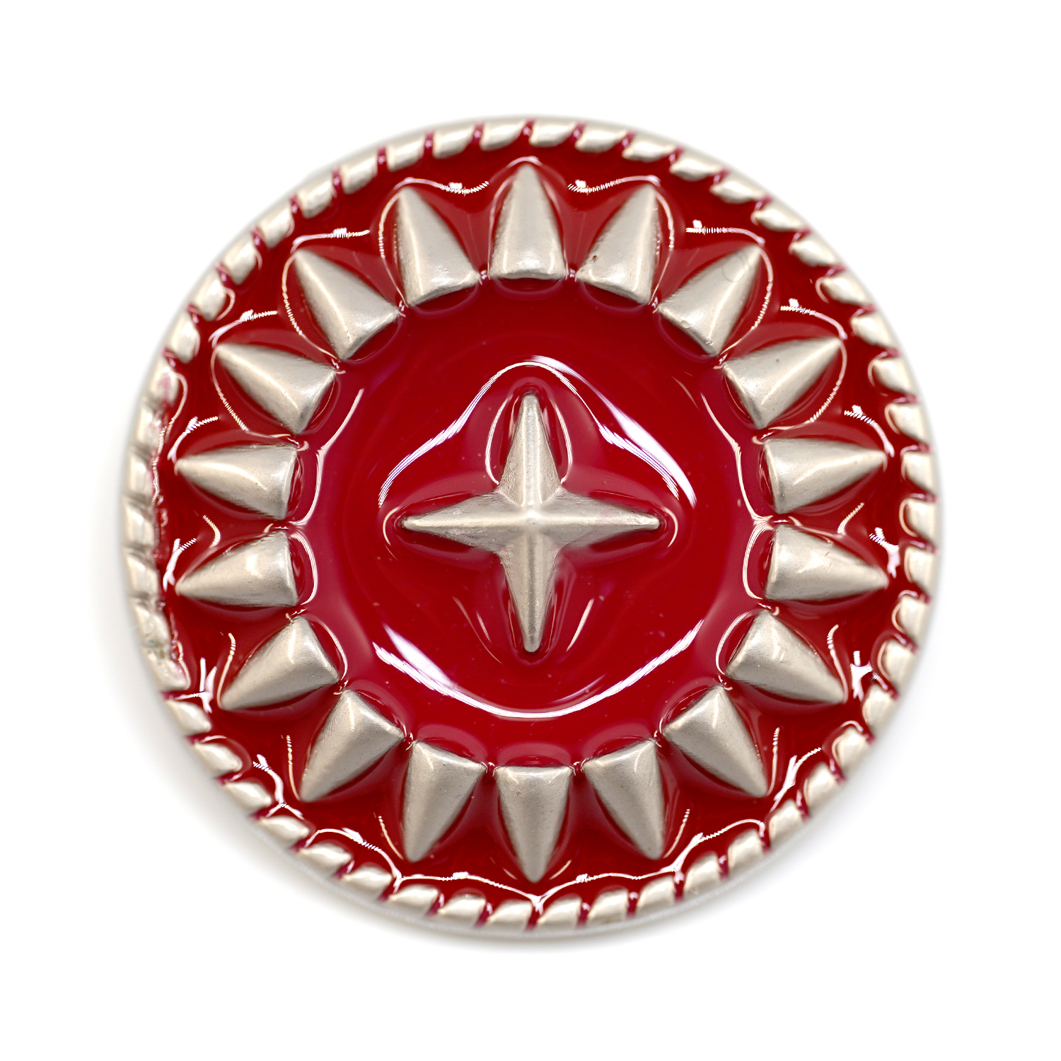 Craftisum 20 pcs Color Contrast Red Enamel Silver Star Sewing Metal Shank Buttons for Coats -25mm -1"