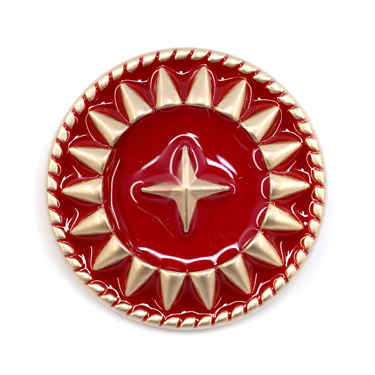 Craftisum 20 pcs Color Contrast Golden Star Red Enamel Sewing Metal Shank Buttons for Coats -25mm -1"