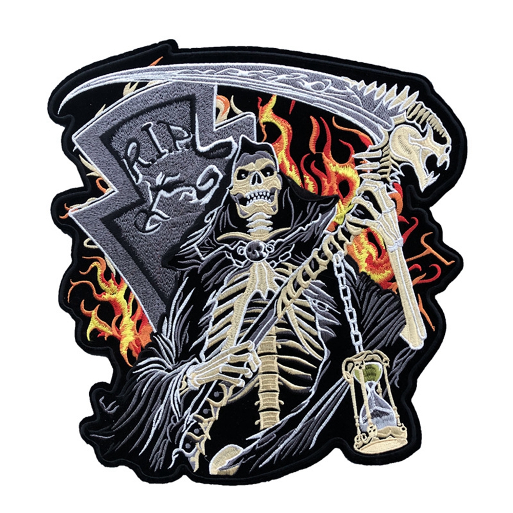 Craftisum 2 PCS IRON ON PATCHES FOR CLOTHES DEATH SKULL