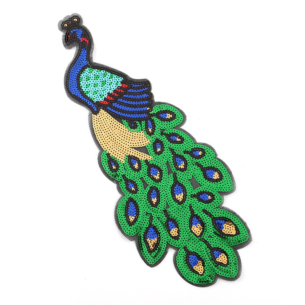 Craftisum 3 PCS IRON ON SEQUIN PATCHES FOR CLOTHES PEACOCK