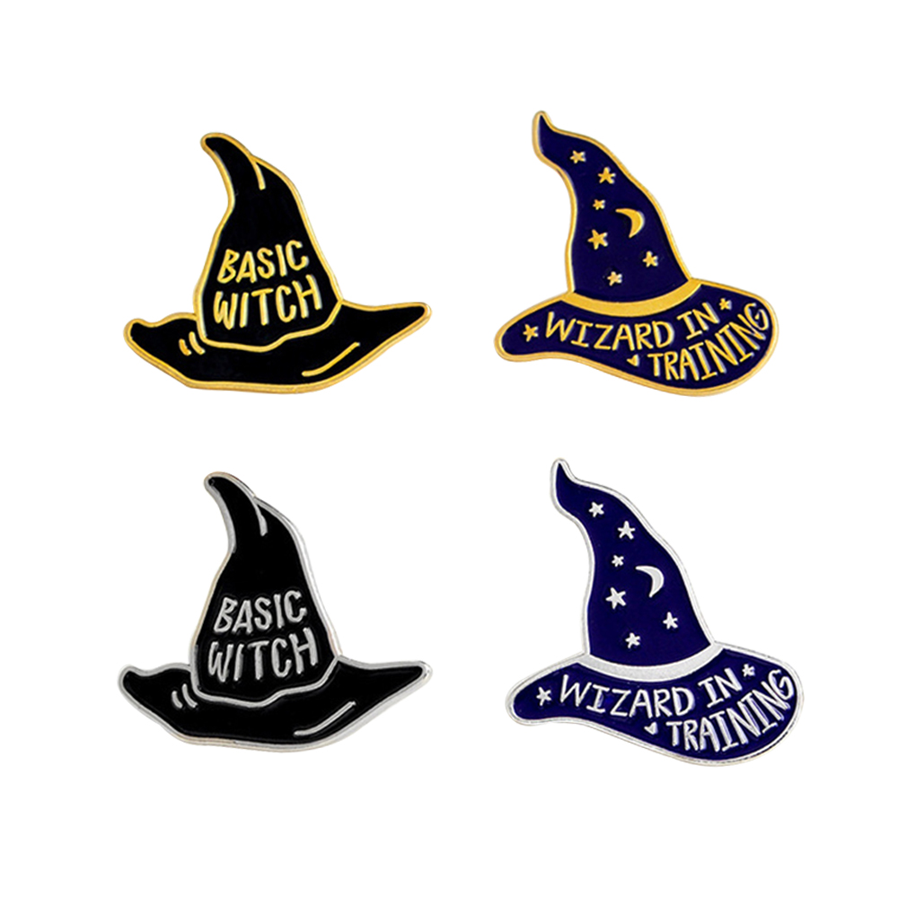 Craftisum 4 PCS ENAMEL BROOCH PIN BADGE WITCH HAT