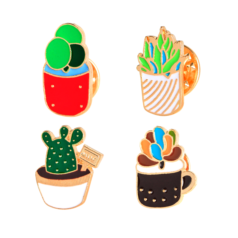 Craftisum 4 PCS ENAMEL PINS BADGE PLANT SHAPED