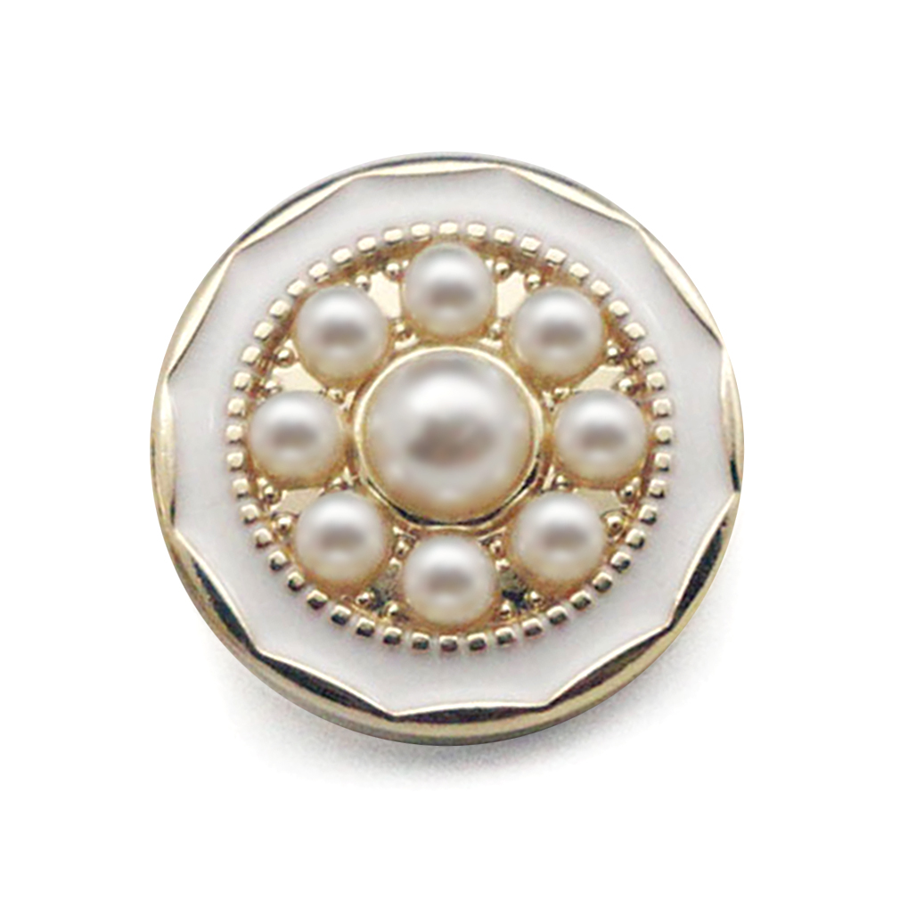 Craftisum 20 pcs Retro Faux Pearls Sewing Buttons With Enamel Layer Metal Shank Base - 22.5mm - 7/8"