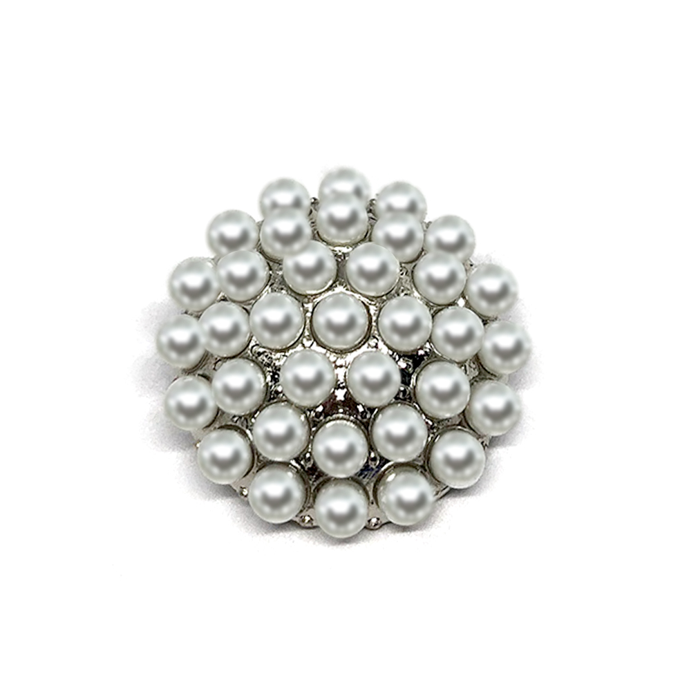 Craftisum 20 pcs Plano Convex Shape Metal Base Covered By Faux Pearls Sewing Shank Buttons - 16mm - 21/32"