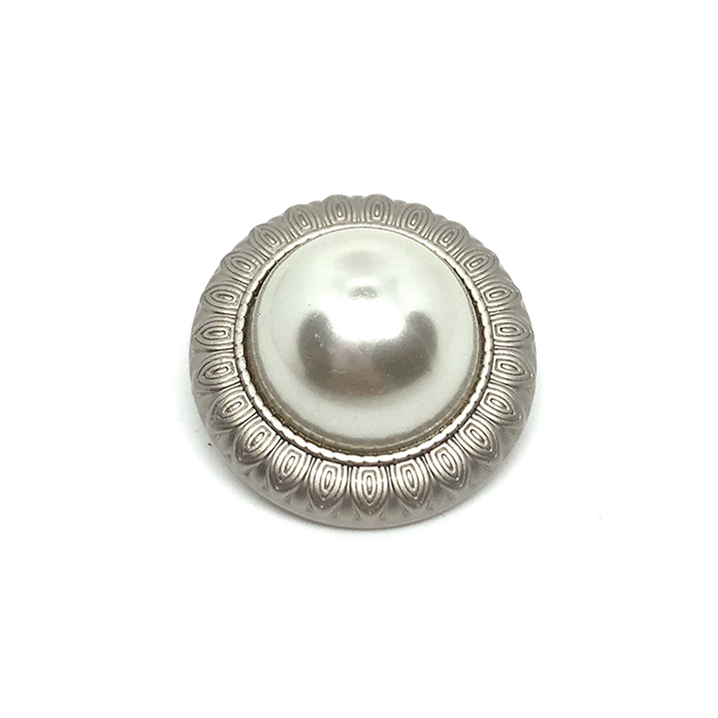 Craftisum 20 pcs Faux Pearls Core On Silver Diecast Metal Sunflower With Shank Sewing Buttons - 18mm - 23/32"